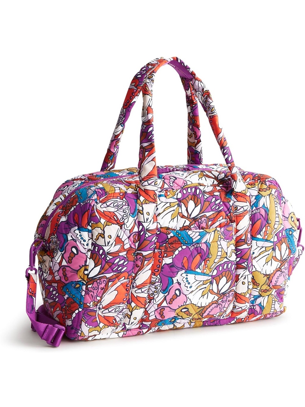 New Vera Bradley Floral & Butterfly Print Travel Duffle Bag in Purple Pink